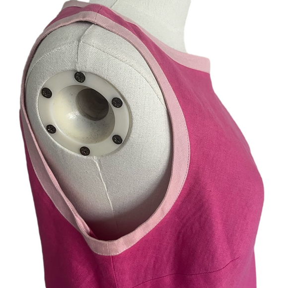 Vintage Talbots Irish Linen Sleeveless Sheath Midi Dress Pink Size 8 - Picture 12 of 16